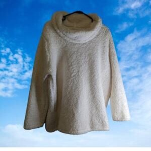 Style & Co. 2X Faux-Sherpa cowlneck Cream sweater. Winter, Holidays, Travel